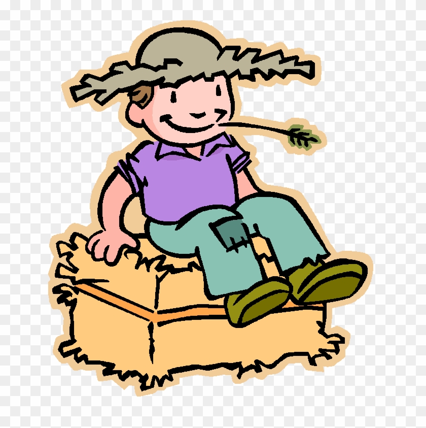 Boy On Hay Bale - Agricultor Desenho Png #1321823
