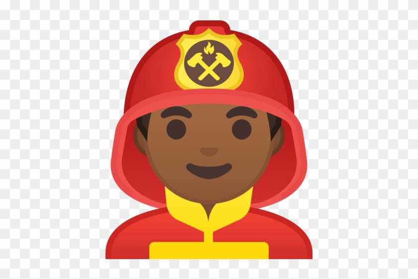 10402 Man Firefighter Medium Dark Skin Tone Icon - Firefighter #1321929