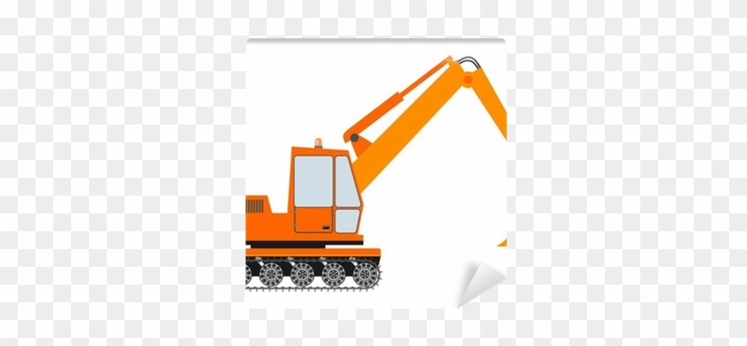 Orange Excavator On A White Background Wall Mural • - Vector Marketing #1322514