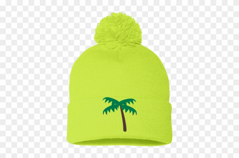 Palm Tree Emoji Sp15 Sportsman Pom Pom Knit Cap - Palm Tree Emoji Stc10 Sport-tek Dry Zone Nylon Cap #1322572