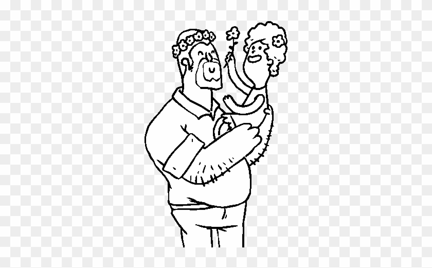 Father And Daughter With Flowers Coloring Page - Drawing #1322752