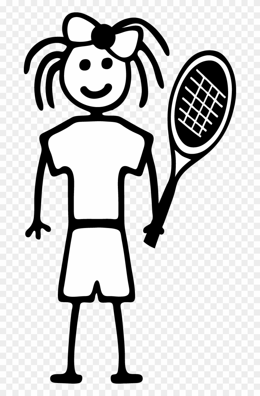 Girl Tennis Stick Girl Female Child Sticker Decal Car - Tennis Girl Stick Figure #1322754