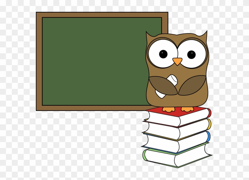 Owl With Books And Chalkboard Clip Art - Owl #1322792