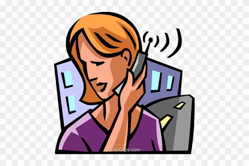 Woman Talking On A Cell Phone Royalty Free Vector Clip - Imagen Hablando Por Celular #1322951