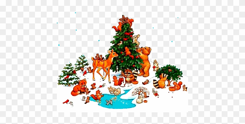 Merry Christmas From Magic Lantern Graphics - Animals Around Christmas Tree #1323058