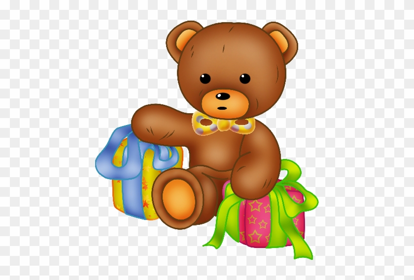 Baby Brown Bear Holding Gift Boxes - Teddy Bear #1323245