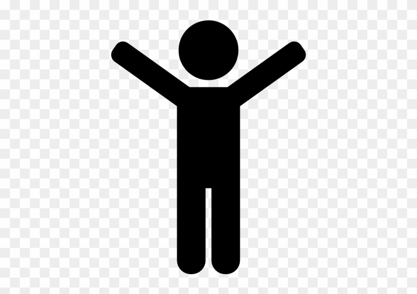 Happy Man Free Icon - Stickman With Hands Up #1323432