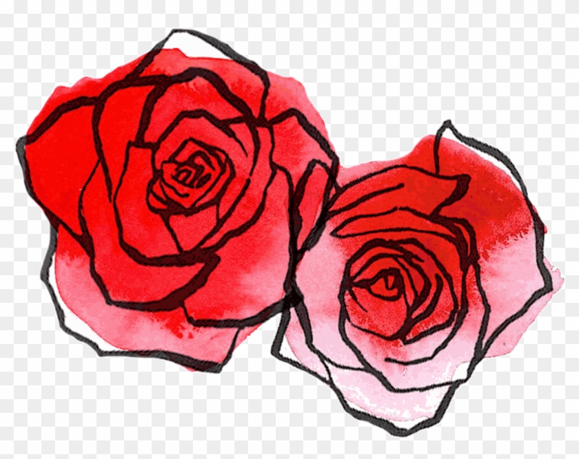 red rose with vine drawing