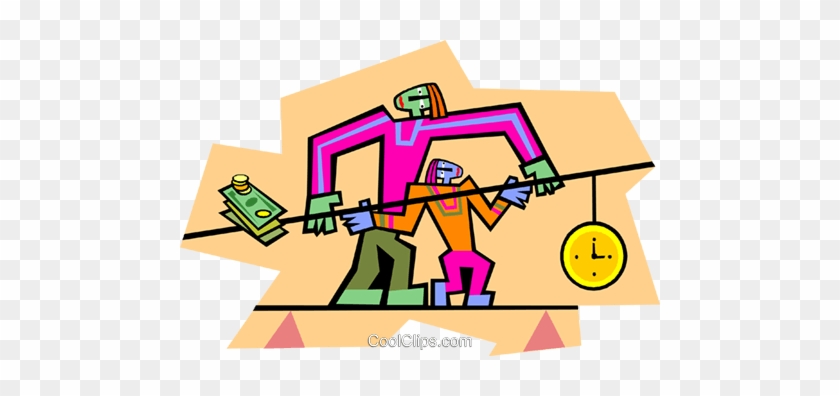 Balancing Time And Money Royalty Free Vector Clip Art - Cartoon #1323682