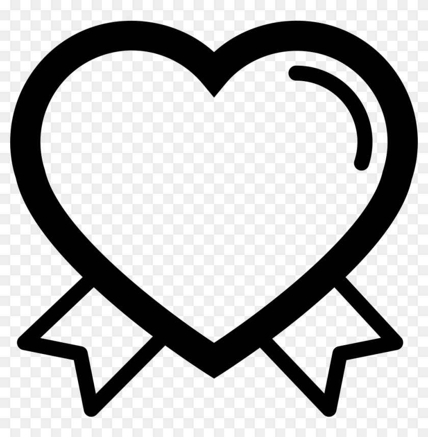 Valentines Heart Outline Shape With Ribbon Tails Couple - Heart #1323803