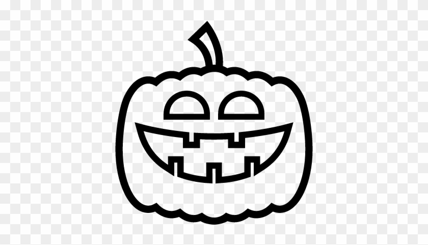 Halloween Smiling Pumpkin Head Outline Vector - Pumpkin #1323912