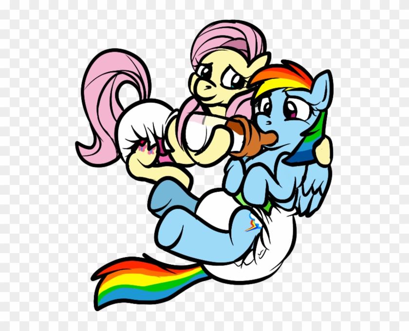 Fluttershy Feeding Rainbow - Rainbow Dash And Fluttershy In Diapers #1323968