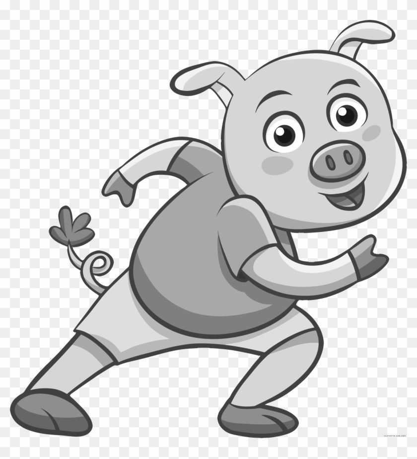 Cartoon Pig Animal Free Black White Clipart Images - Domestic Pig #1324178