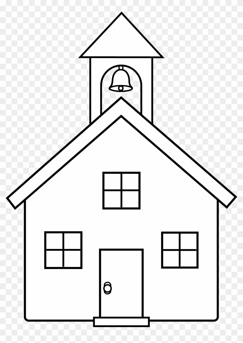 School House Line Art - Black And White Cartoon School - Free Transparent  PNG Clipart Images Download