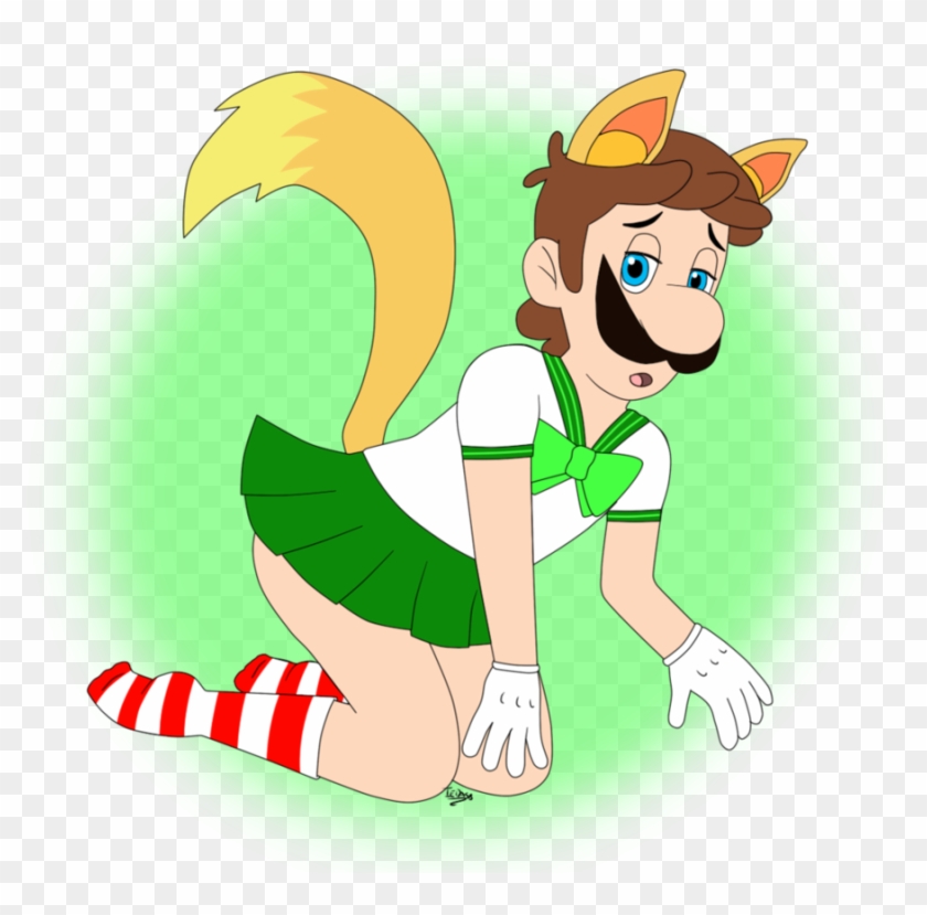 Luigi School Girl And Kitsune By Iedasb - Cartoon #1325097
