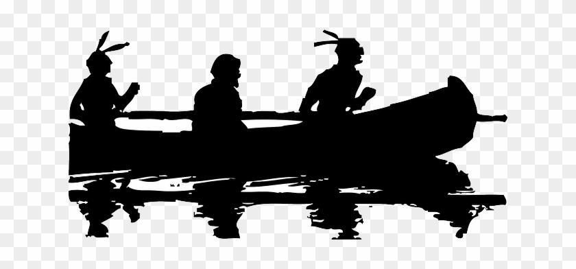 Outline, Silhouette, Cartoon, Shadow, Indian - Native American Canoe Silhouette #1325307