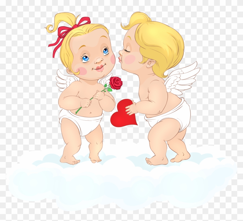 Cupids On Clouds Clipart - Cute Cupid Clipart #1325679