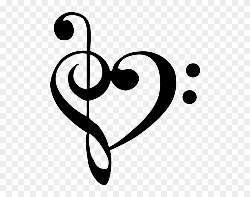 Nota Musical Corazon - Treble Bass Clef Heart #1325843