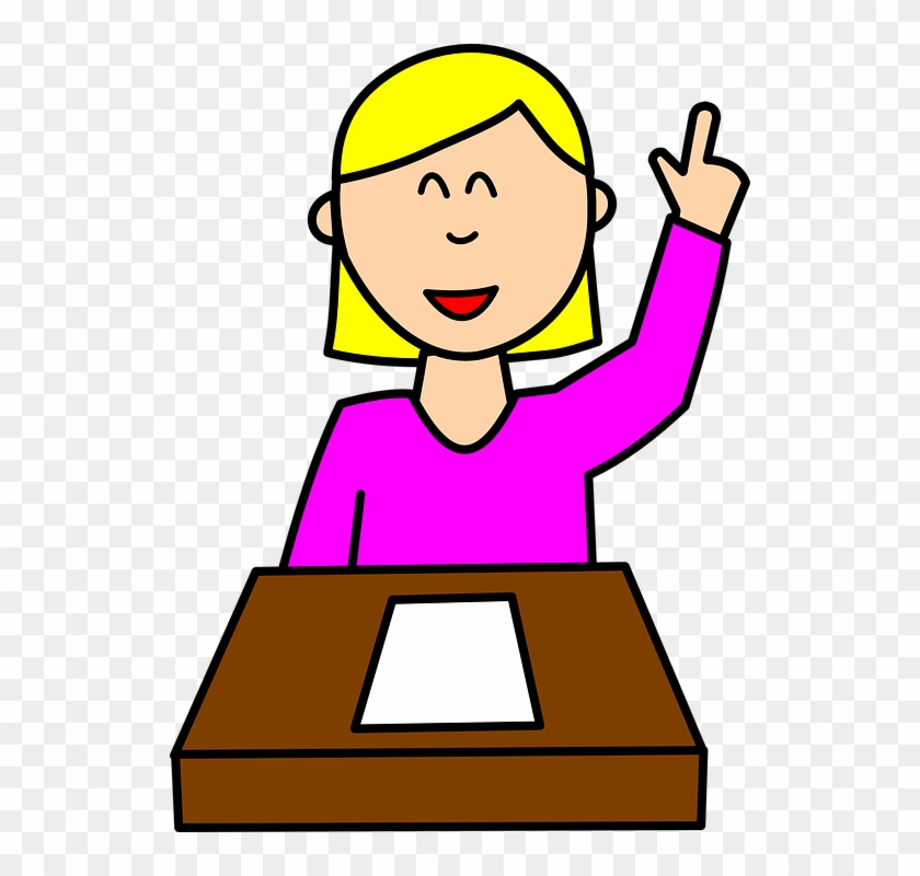 School Girl Cartoon 22, Buy Clip Art - Raise Your Hand Outline #1326339