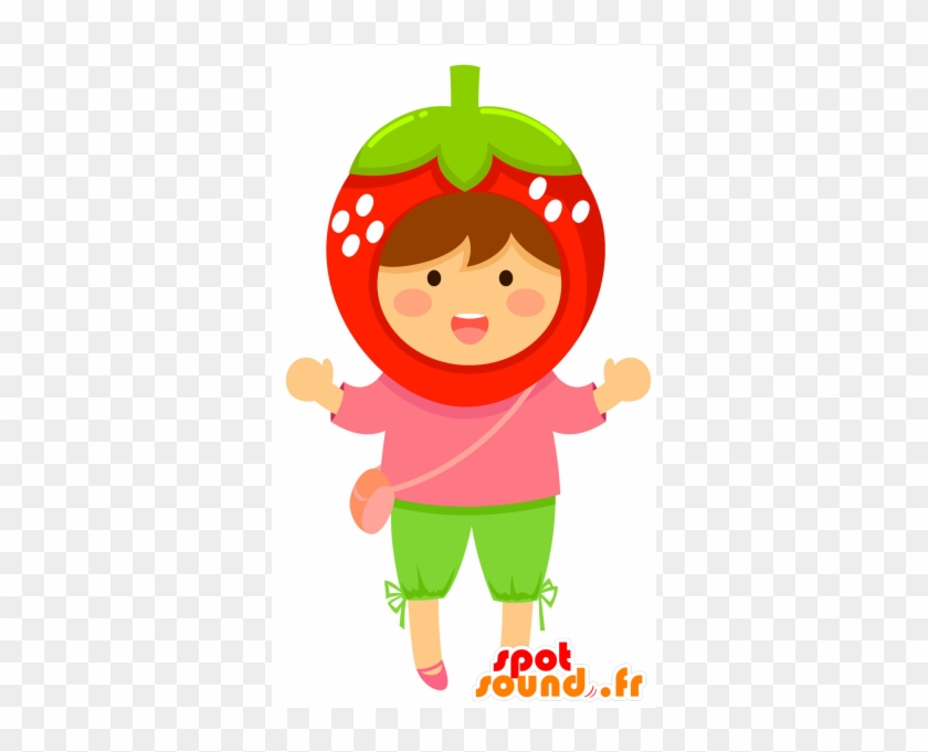 Mascot Kid With A Giant Red Strawberry On The Head - Goody-kun New Spotsound Masot Yuru-chara Green Tree #1326469