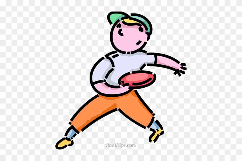 Boy Playing Frisbee Royalty Free Vector Clip Art Illustration - Frisbee #1326485