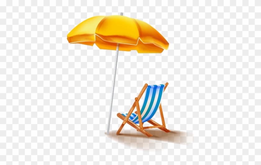 Beach Umbrella And Chair - Beach Side Chair Png #1326777