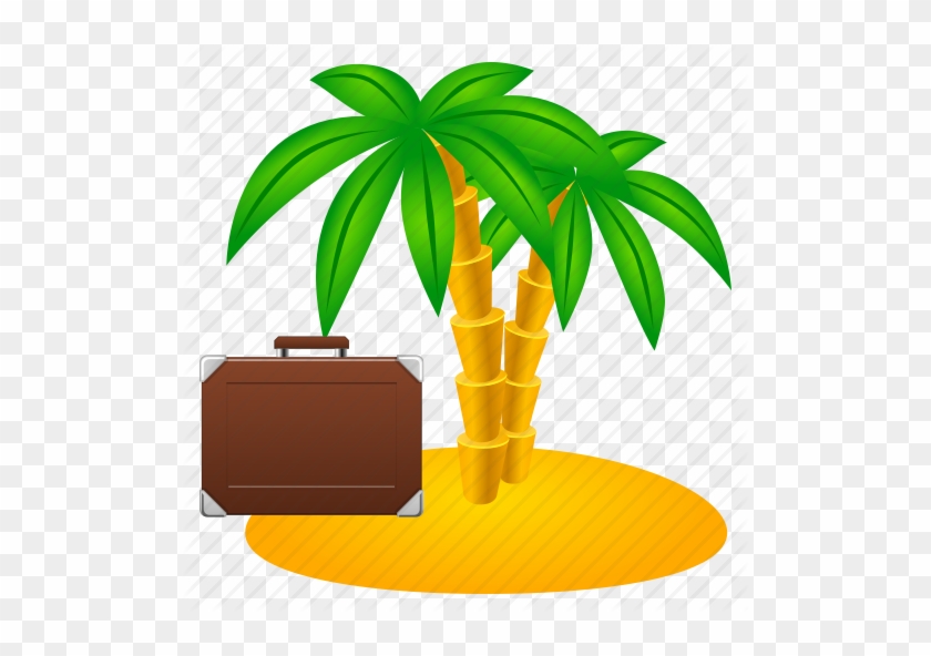 Vacation Clipart Palm Tree Beach - Sea Beach Icon Png #1327139