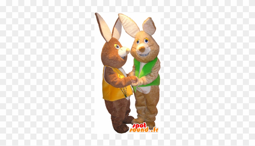 New 2 Mascots Brown Rabbits Soft Wearing Vests - Rabbit #1327224