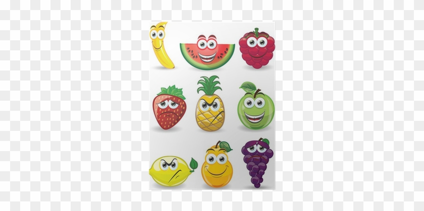 Poster Cartoon Vruchten Met Verschillende Emoties • - Fruits And Vegetables Cartoon #1327521