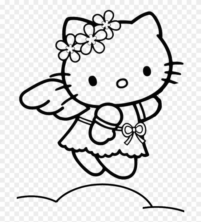 Hello Kitty Black And White Clip Art - Hello Kitty Angel Coloring Pages #1327611