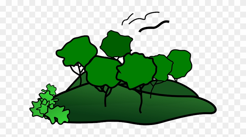 Green, Mountain, Cartoon, Landscape, Free, Trees - Mountain With Trees Clipart #1328263