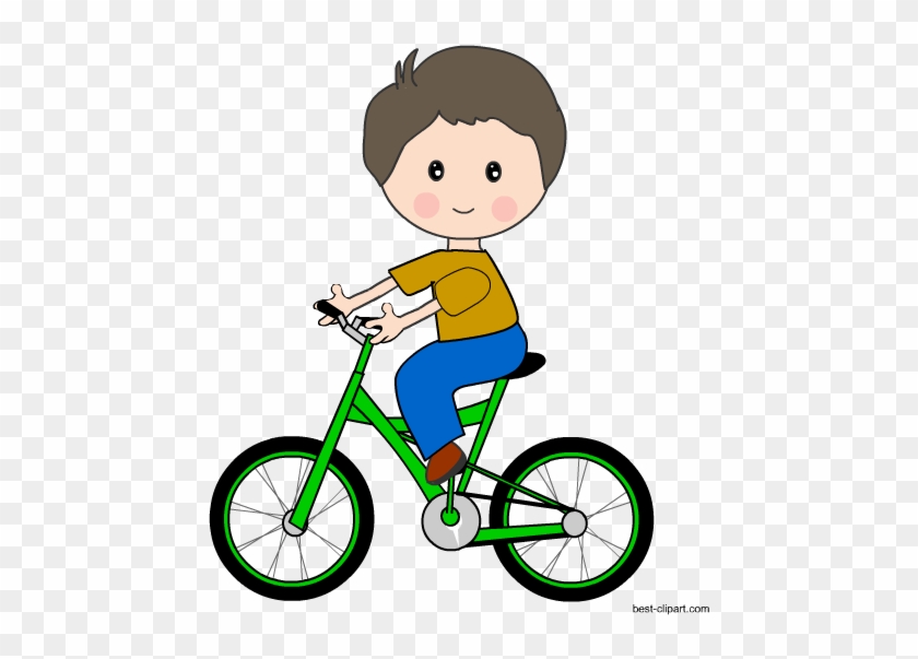Kid Riding A Green Bicycle Free Clip Art - Clip Art #1328357