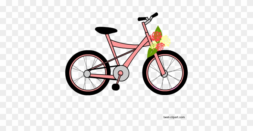 Pink Bicycle With Flowers Free Clip Art - Scott Bikes Full Suspension #1328359