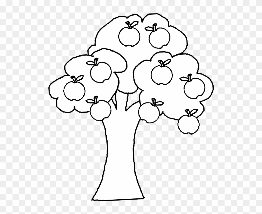 Black And White Cartoon Illustration Of Apple Tree - Apple Tree Clipart Black And White Png #1328434