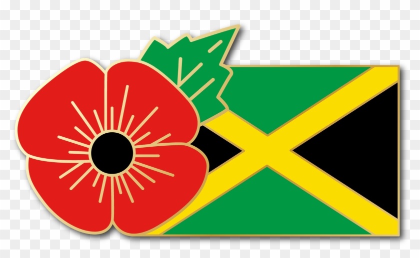 Jamaica Fmn Poppy/flag Combo Medal - Red Poppy Lapel Pin Enamel Badge Lest We Forget Brooch #1328565