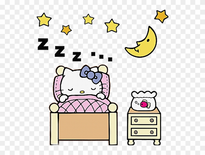Hellokitty Bedtime Sleeping Bed Moon Stars - طرح های نقاشی کیتی #1328722