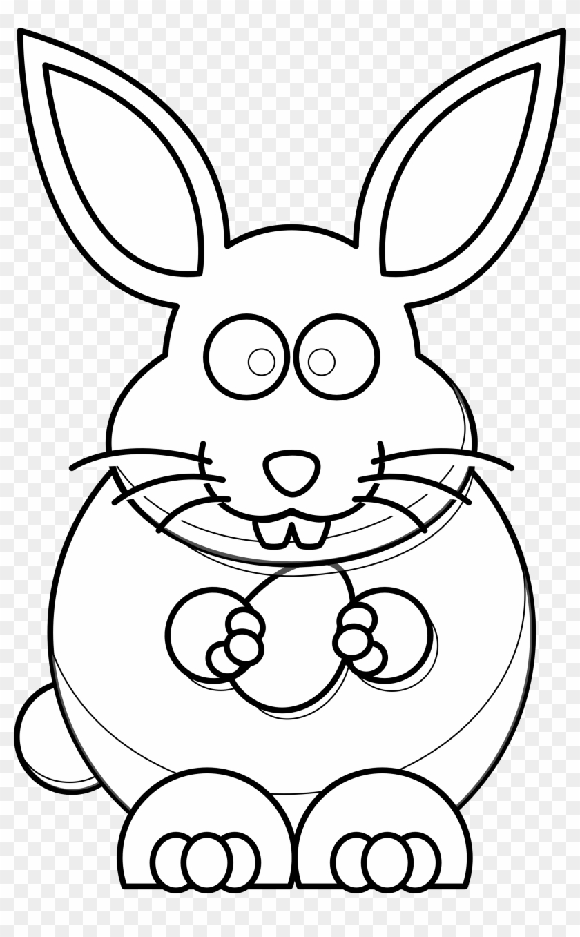 Cartoon Bunny Black White Line Art Scalable Vector - Fat Bunny Clipart #1329219