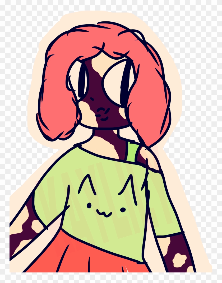 Cuts Girl Sticker Cute Girl Art Green Red Stawberry - Illustration #1329373