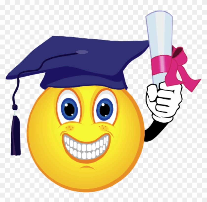 Graduation Ceremony Smiley Emoticon Clip Art - Smiley Face With Graduation Cap #1329565