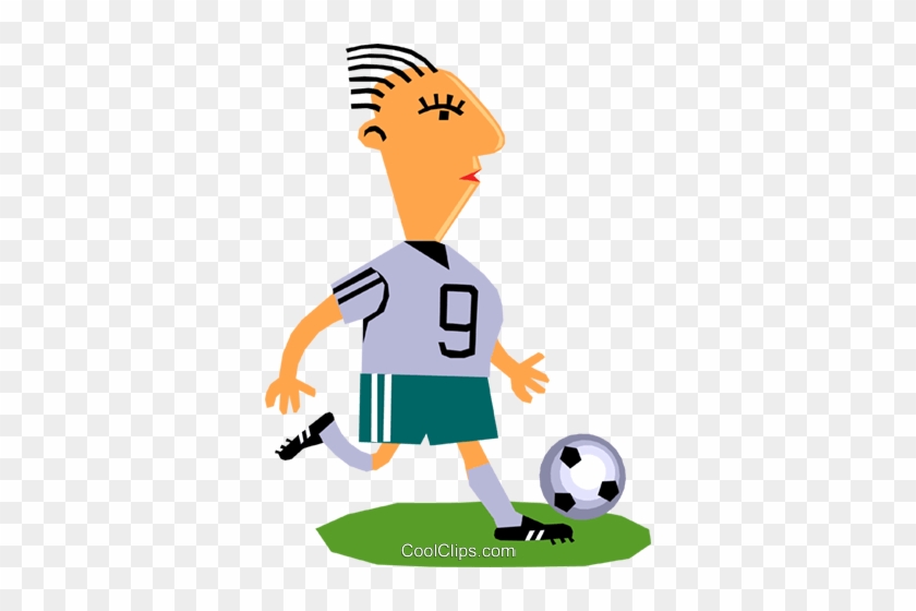 Soccer Player Royalty Free Vector Clip Art Illustration - Cartoon Soccer Player Kicking Ball #1329586