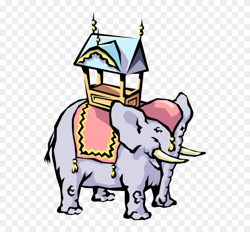 Vector Illustration Of Asian Elephant Carries Howdah - Indian Elephant #1329653