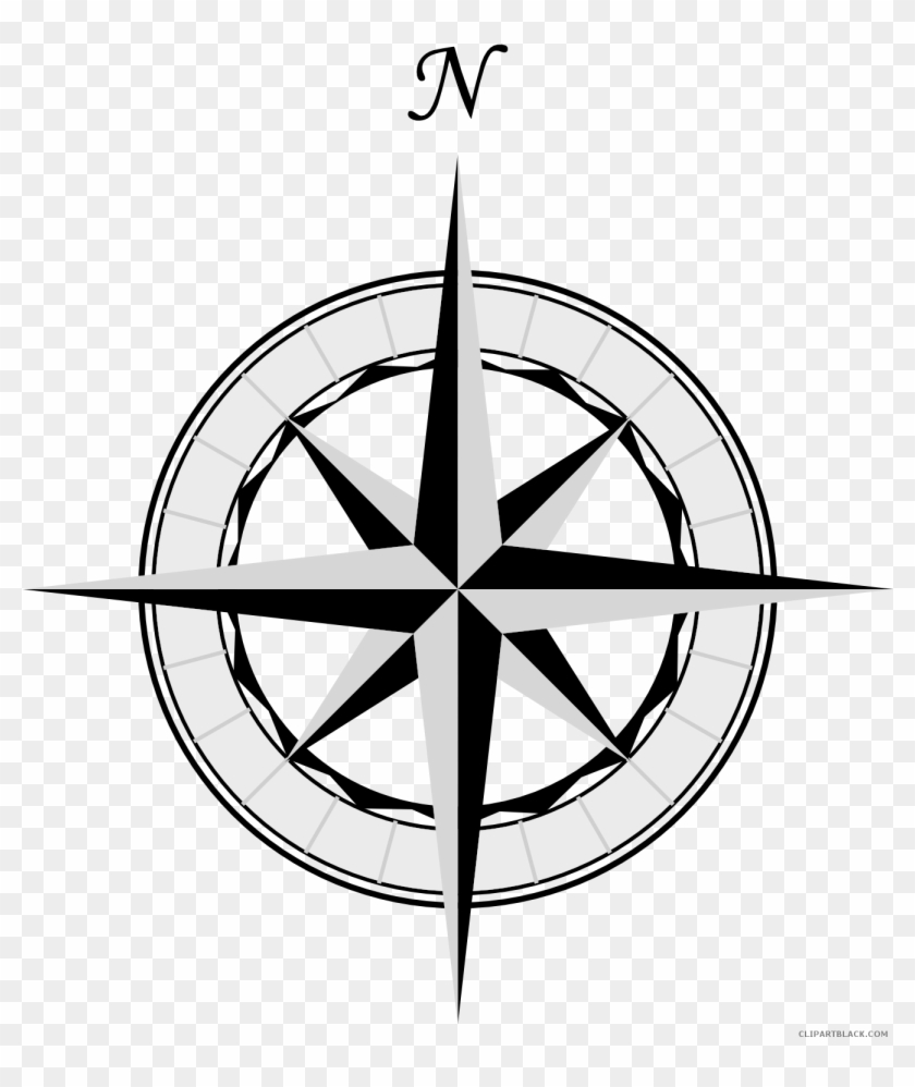 Grayscale Compass Tools Free Black White Clipart Images - Map Compass Icon Png #1329864