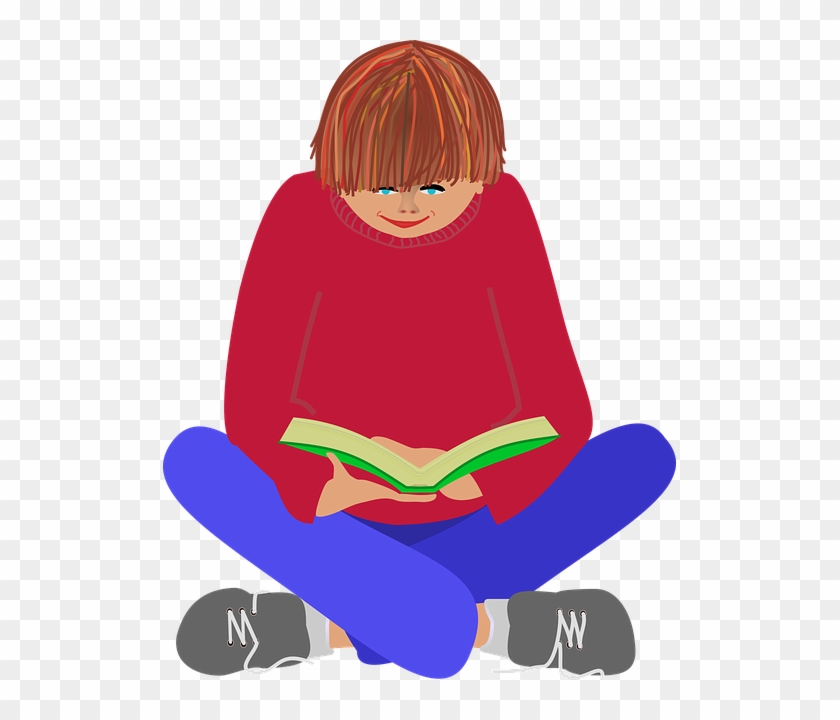 A Sketch Of A Young Child Reading A Book - Read Book Transparent #1330240