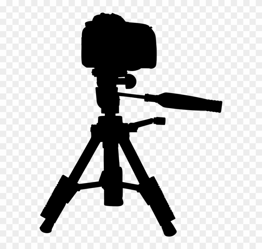 Photography Clipart Vector Art - Camera On Tripod Silhouette #1330463