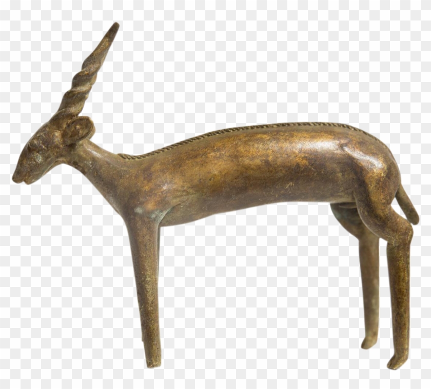 Large Spiral Horned Antelope Imperfect Vintage African - Bronze Sculpture #1330878