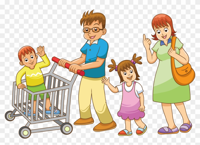 Royalty-free Shopping Family - Family Shopping Together Cartoon #1330893