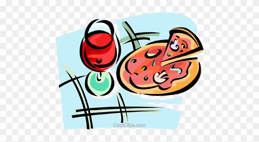 Vaso De Vino Tinto Y Una Pizza Libres De Derechos Ilustraciones - Vaso De Vino Tinto Y Una Pizza Libres De Derechos Ilustraciones #1331192