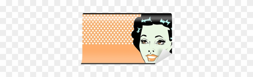 Cropped Woman Face Pop Art Comic Banner With Eyes Wide - Girl #1331285