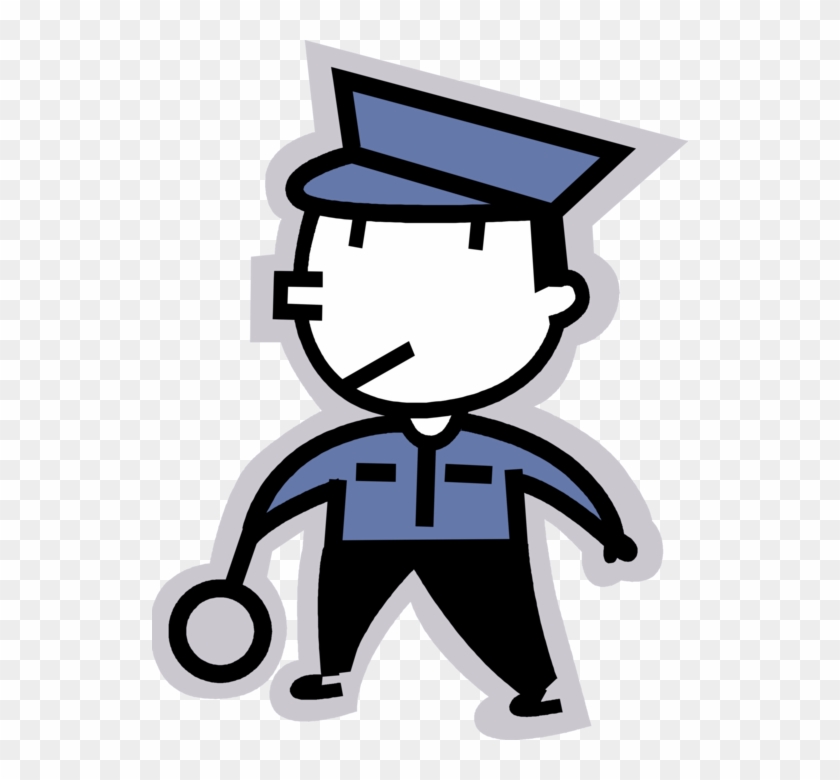 Vector Illustration Of Law Enforcement Police Officer - Cartoon #1331537