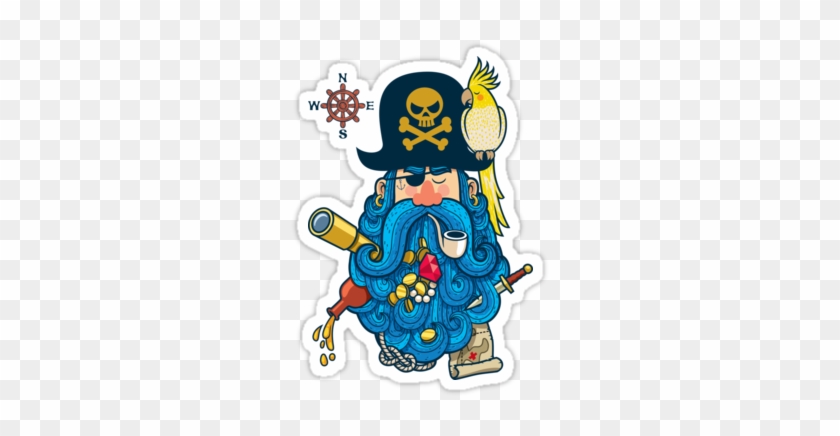 Portrait Of Cartoon Pirate With Big Beard - Color-changing Kid's Crew Tee - Pirate Beard #1331842